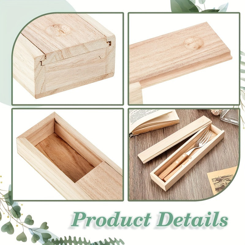 Small Wooden Storage Box Sliding Lid Jewelry Pencil Case DIY Craft