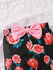 Baby Girls Letters Long Sleeve Top and Floral Pants Set