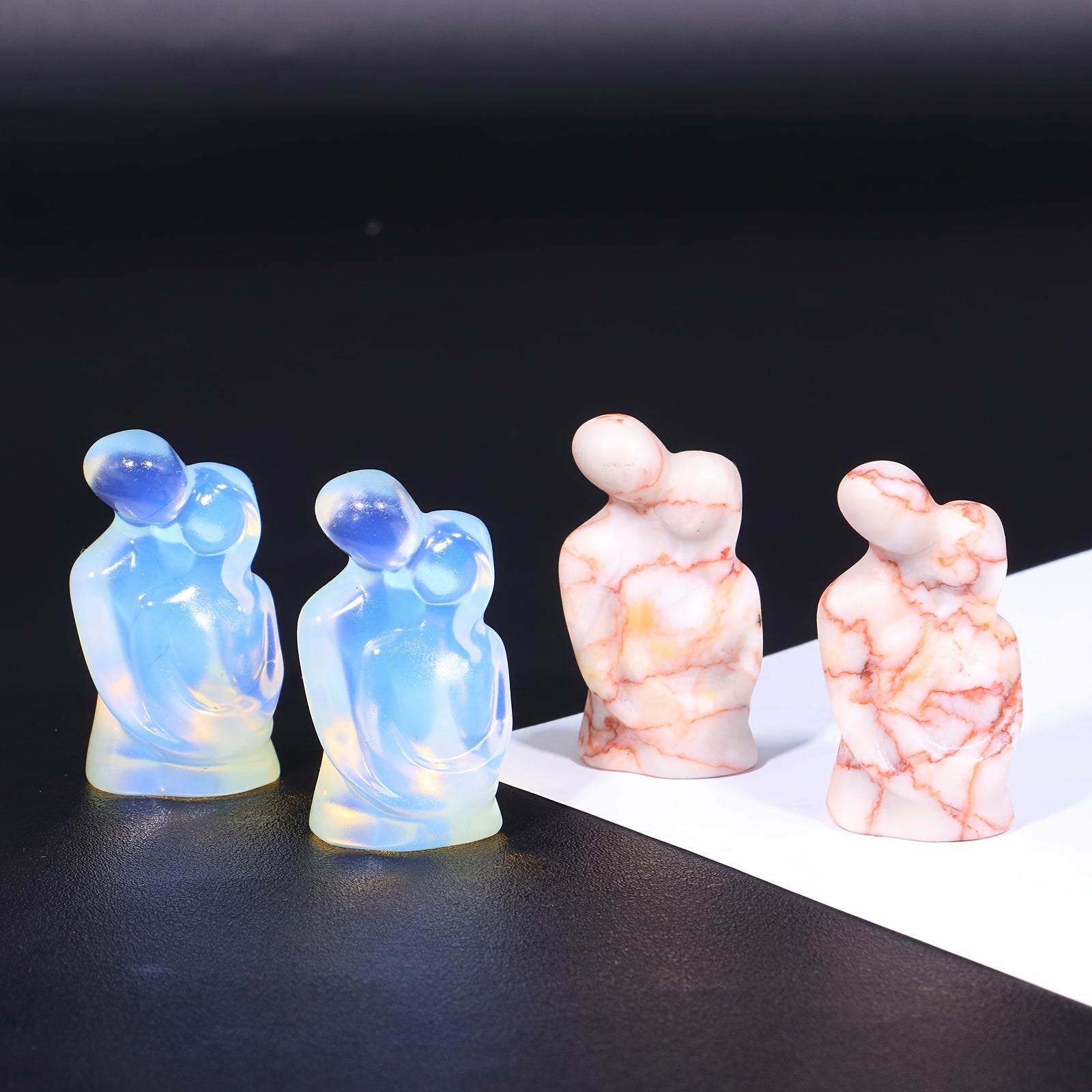 Natural Opal Rose Quartz Obsidian Red Network Carving Stones