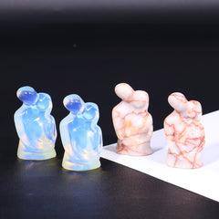 Natural Opal Rose Quartz Obsidian Red Network Carving Stones