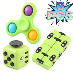 3 Piece Sensory Toys Set for Instant Stress Relief & Anxiety Reduction