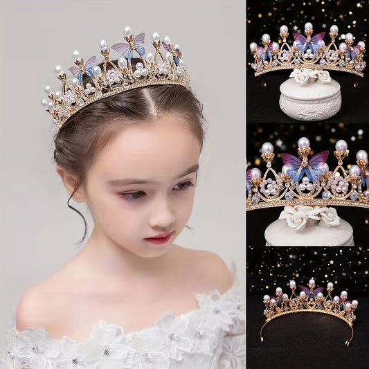 Butterfly Pearl Crown Headband Princess Costume Hair Accessories