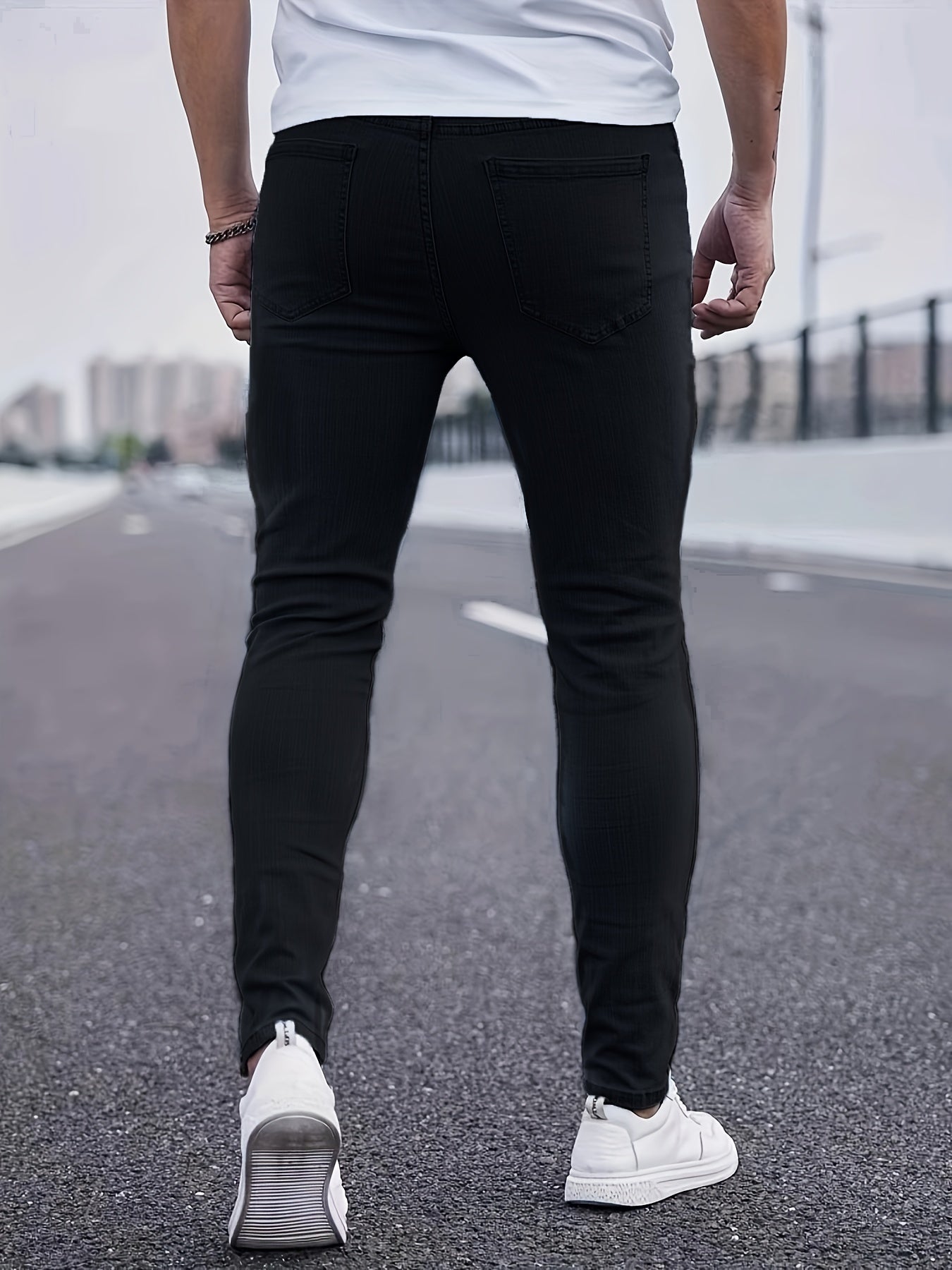 Men's Casual Light Ripped Denim Jeans