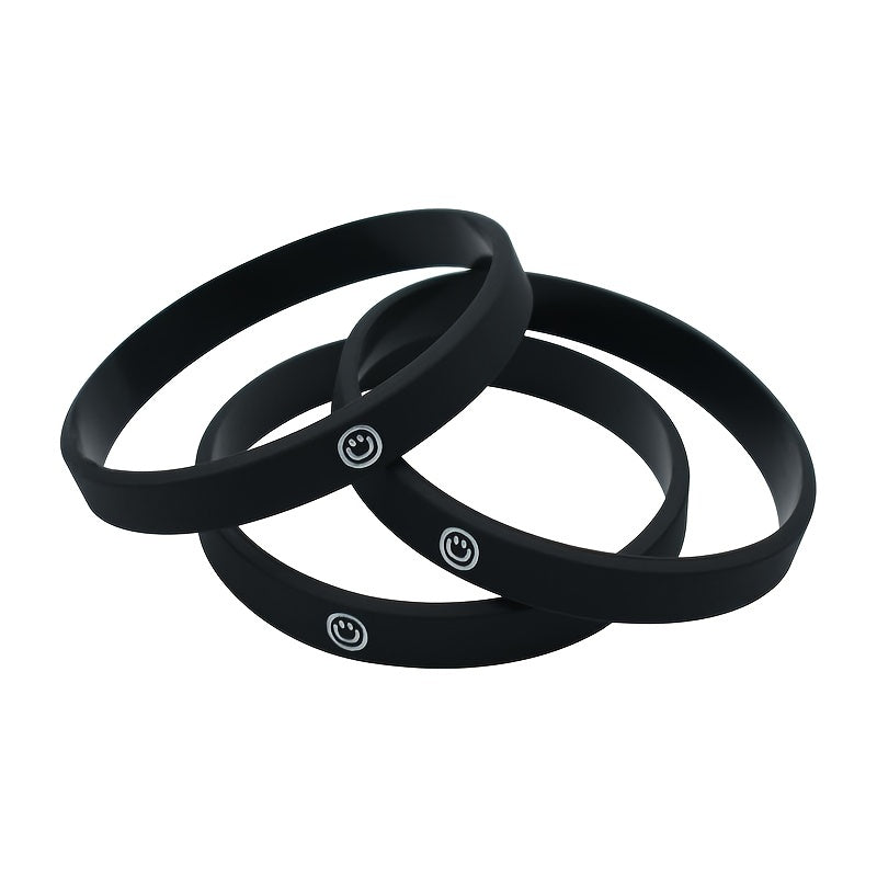 3 Pack Silicone Wristbands for Kids Smile Face Bracelet