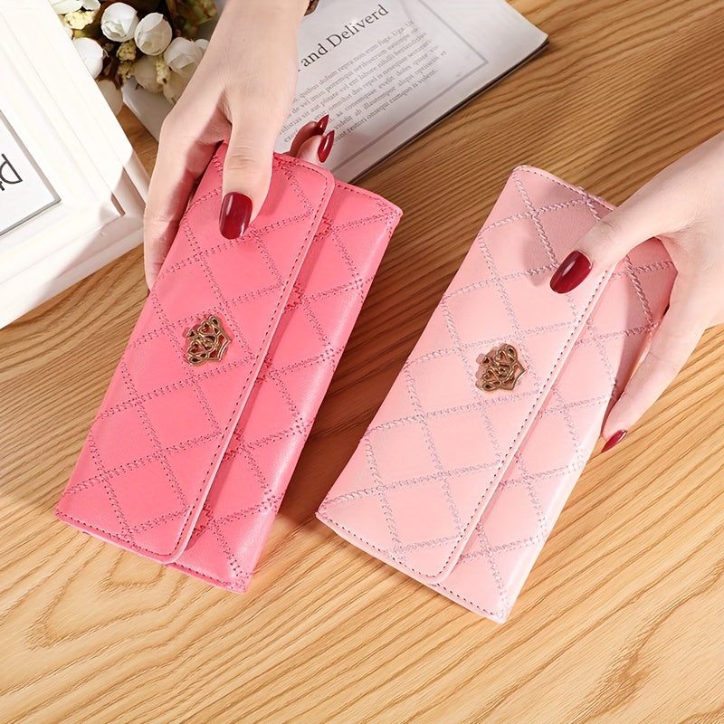 Argyle Pattern Crown Clutch Wallet Coin Purse