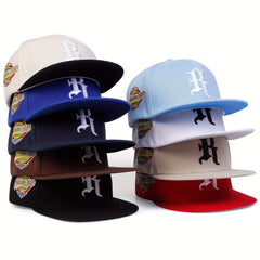 Gothic R Embroidery Snapback Hat Solid Hip Hop Baseball Cap Unisex