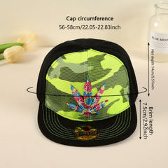 Leaf Embroidery Snapback Hat Camouflage Baseball Cap Unisex Sunscreen