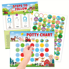 10pcs Magnetic Dino Toilet Training Charts w/ Stickers & Instruction M