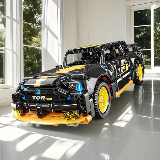 464pcs Car Building Block Set and Yellow Sports Car Toy