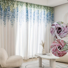 1pc Flower Pattern Window Sheer Curtain for Home Decoration