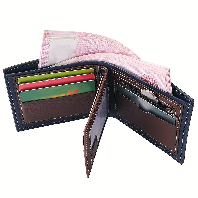 Men's Casual Leather Wallet Zipper Coin Purse Money Clip