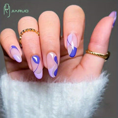 24PCS BOX Water Droplets Press On False Nail Art Y2k French Tip Nail