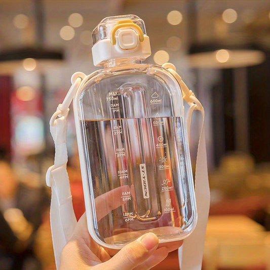 Square Plastic Water Bottle Adjustable Shoulder Strap Belly Wat
