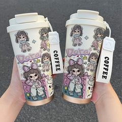 530ML Personalized Girl Coffee Cup Dual Drink Insulated Cup