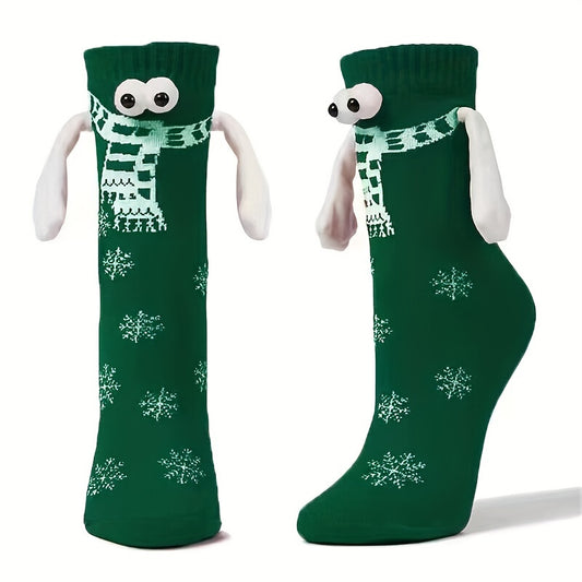 Christmas Doll Hand in hand Mid calf Socks For Couples