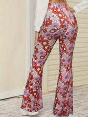 Women's Plus Floral Print High Rise Flare Leg Pants