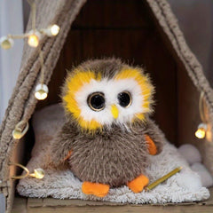 Big Eyed Owl Plush Doll Soft Stuffed Animal with Orange Beak