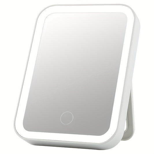 Portable Folding LED Vanity Mirror 3 Lighting Modes USB Rechargeable Pink