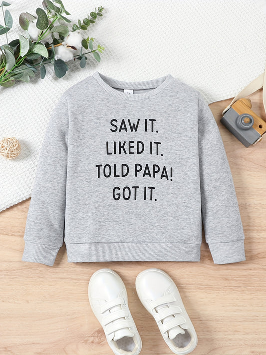 Kid's Thermal Sweatshirt with Print Pullover Crew Neck Long Sleeve Top