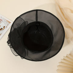 French Style Gauze Bucket Hat Mesh Organza Derby Hat Lightweight Sun Hats