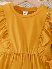 Girls' Frill Trim Long Sleeve Dress for Holiday