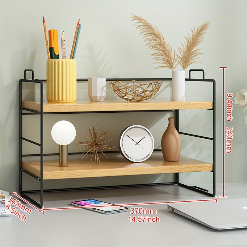Desktop Rack Desk Storage Double Layer Shelf Office Dormitory Cosmetic Finishing