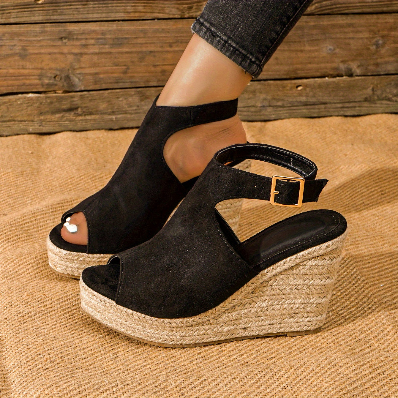 Women's Espadrille Sandals Peep Toe Slingback Heels Platform