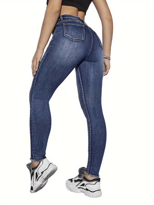 High Rise Skinny Jeans Women Distressed Denim Pants