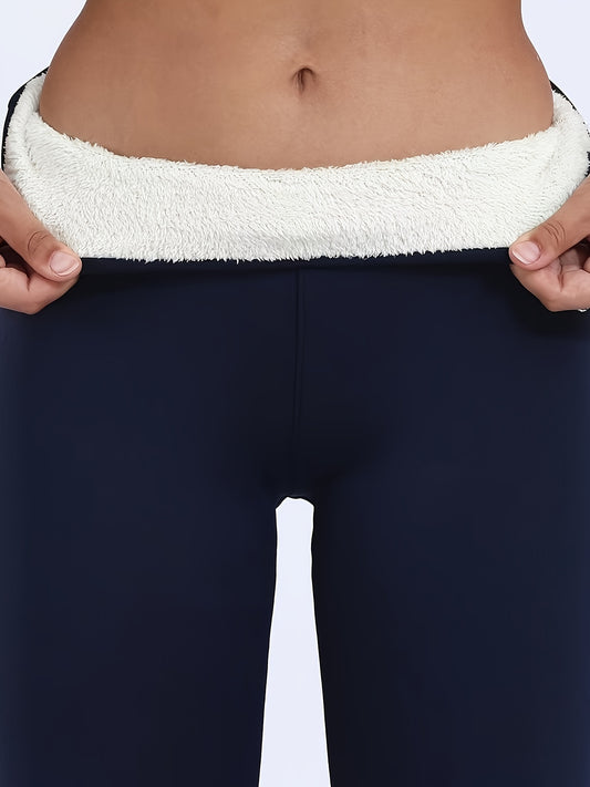Women's Thermal Fleece Lined High Waist Yoga Leggings With Pocket