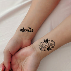 Flying Bird Flower Waterproof Temporary Tattoo