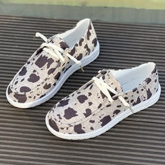 Women's Cow Spot Skateboard Shoes, Stylish & Comfortable Loafers