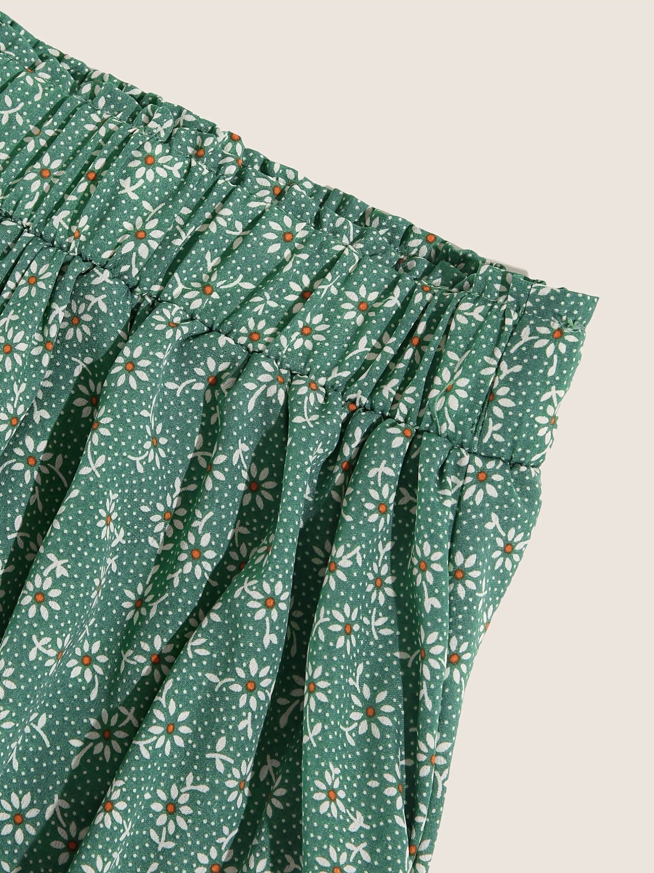  Women's Floral Print Maxi Skirt, Elastic High Rise Pleated Design