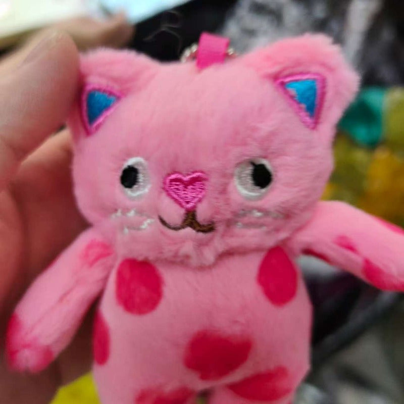 Cute Cat Plush Keychain Bag Pendant Polka Dot Cat Stuffed Animal Toy