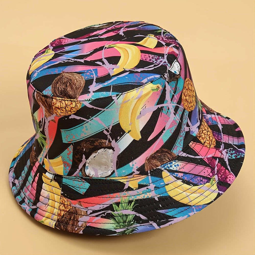 Unisex Fruit Print Windproof Couple Bucket Hat Outdoor Fishing