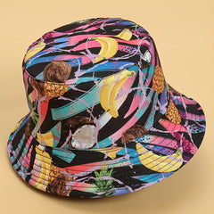 Unisex Fruit Print Windproof Couple Bucket Hat Outdoor Fishing