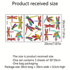 3pcs Dragonfly Window Decal Self adhesive Removable PVC Sticker
