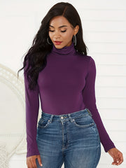 Mock Turtleneck Long Sleeve Bodysuit Women Sexy Lingerie Leotard