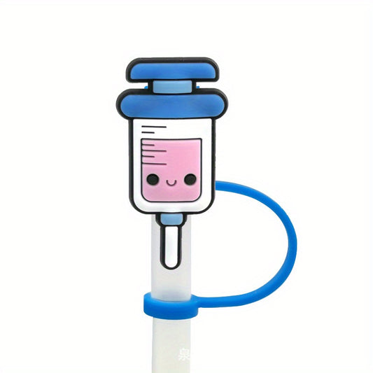 5pcs Cartoon Medical Style Straw Tips Reusable Straw Covers For 6 8 Mm Straws