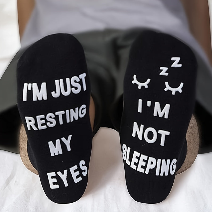 Funny Resting My Eyes Socks Dad Grandpa Mom Grandma