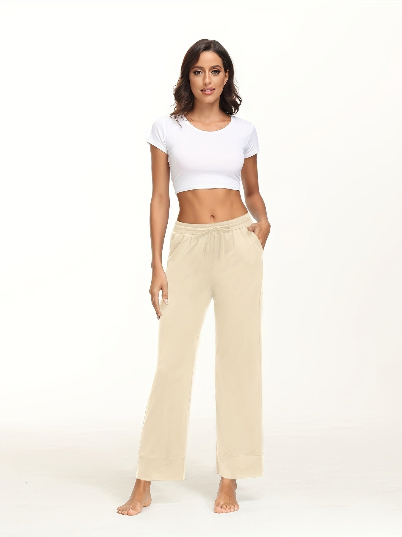 Elastic Waist Breathable Sweatpants Sports Running Wide Leg Pants
