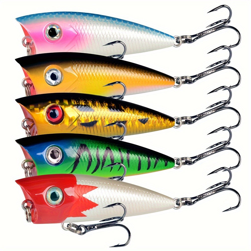 5pcs Popper Fishing Lure 6 5g Hard Bait Topwater Wobbler Tackle