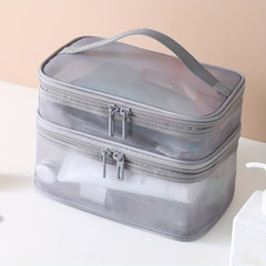 Mesh Transparent Toiletry Bag Portable Handheld Cosmetic Storage Bag