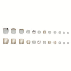 24pcs Rhinestone Press On Toenails Full Cover Acrylic Toenails