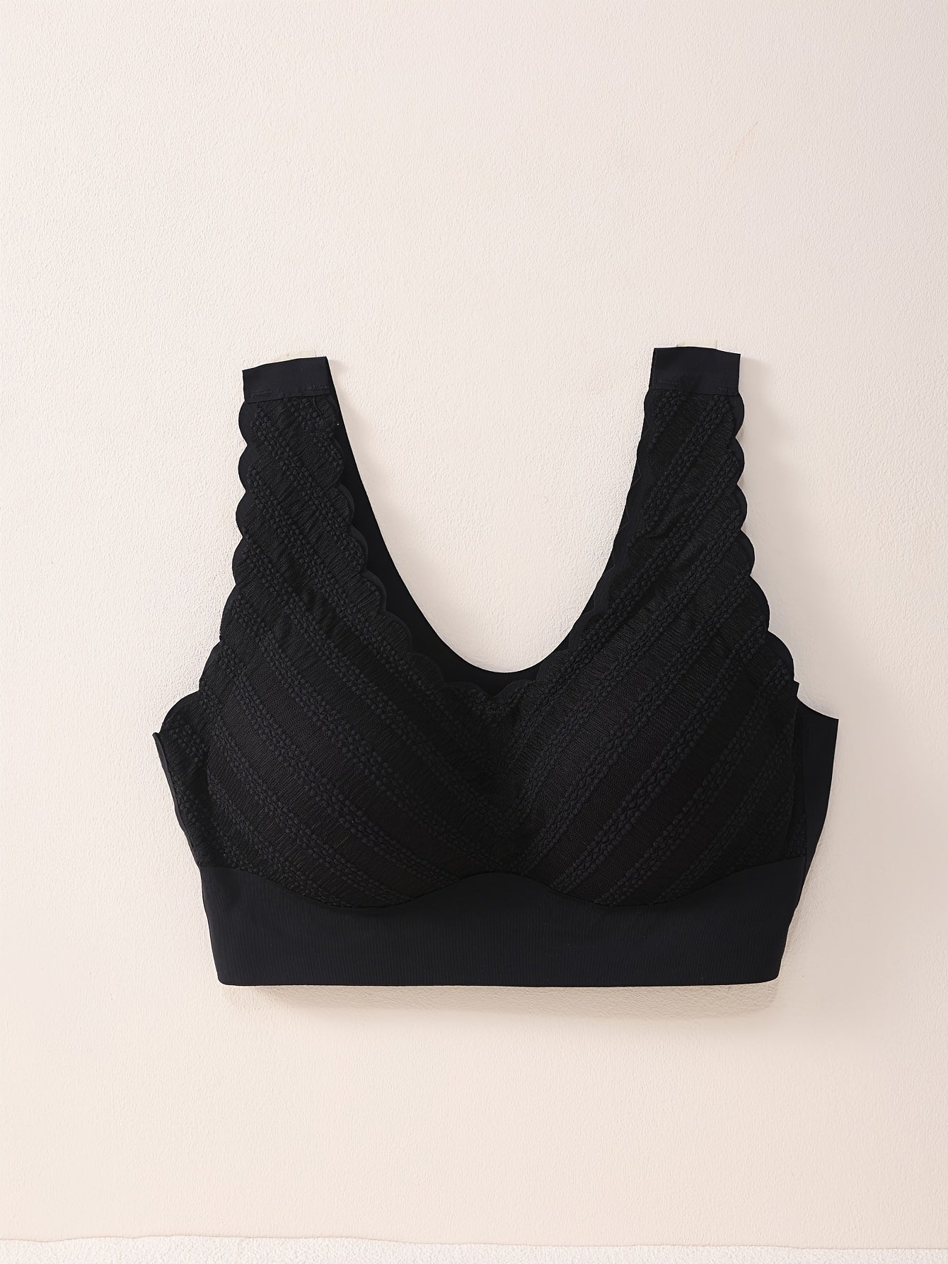Scallop Trim Wireless Bra Seamless Full Coverage Women's Lingerie