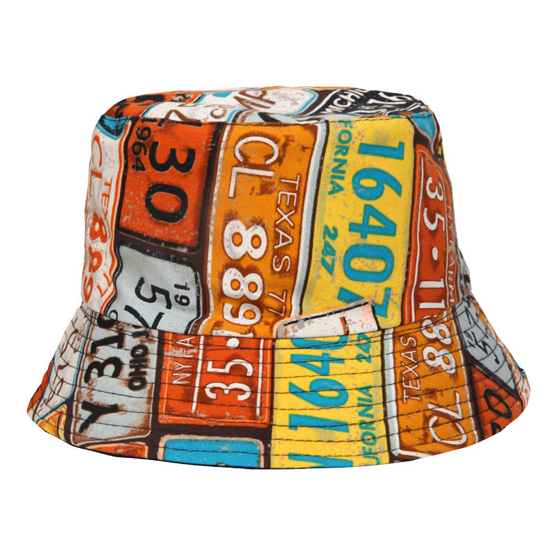Graffiti Print Cotton Bucket Hat Hip Hop Basin Hat Outdoor Sunscreen Travel