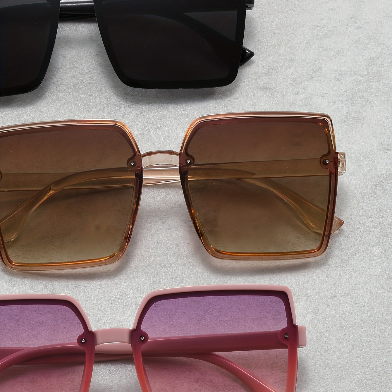3 Pairs Men's Large Frame Sunglasses UV Resistant for Holiday Outdoor
