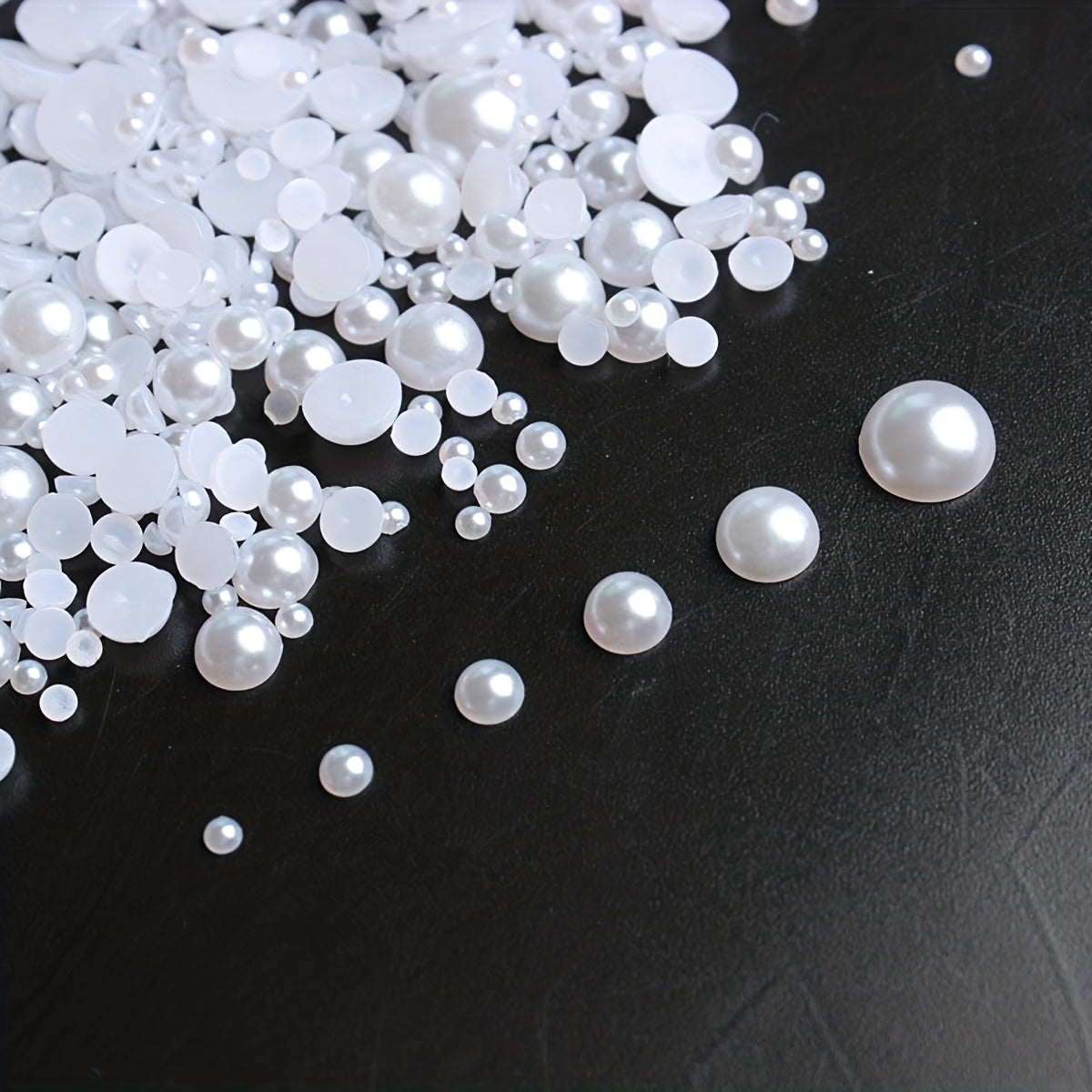 Mixed Size Pearls Acrylic Beads for Jewelry Making, Flat Back Scrapbook Beads