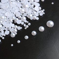 Mixed Size Pearls Acrylic Beads for Jewelry Making, Flat Back Scrapbook Beads