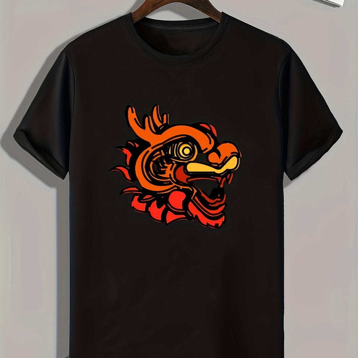 Dragon Pattern Print Men's Sports T-shirt Outdoor Fitness Tee Gift For Men