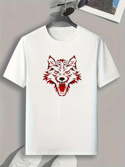 Wolf Print Men's Graphic T shirt for Summer